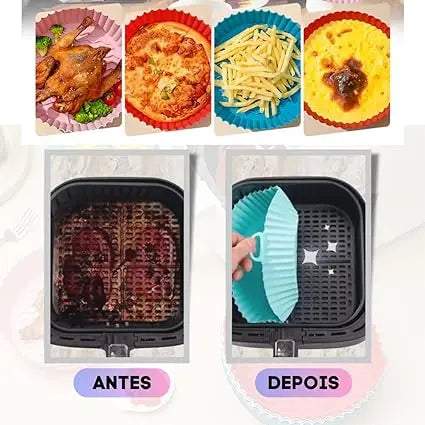 Kit 6 Capas Protetoras de AirFryer de Silicone Redonda Air Fryer e Forno Fritadeira Elétrica Praticidade na Cozinha