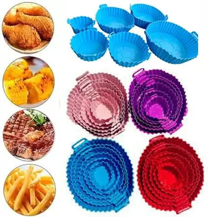 Kit 6 Capas Protetoras de AirFryer de Silicone Redonda Air Fryer e Forno Fritadeira Elétrica Praticidade na Cozinha