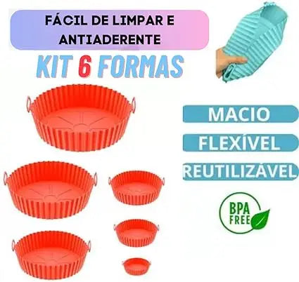 Kit 6 Capas Protetoras de AirFryer de Silicone Redonda Air Fryer e Forno Fritadeira Elétrica Praticidade na Cozinha