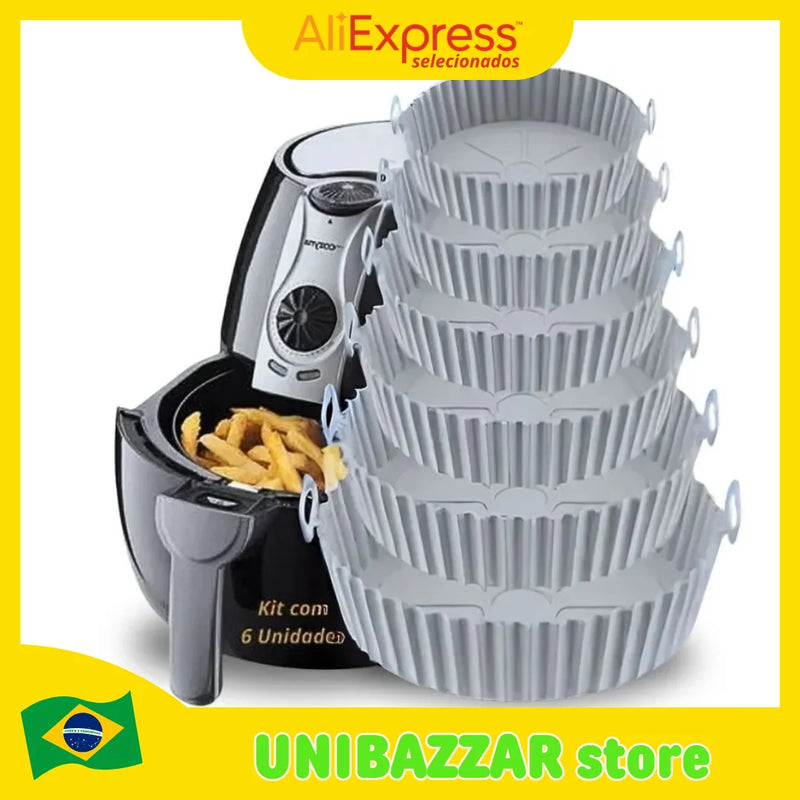 Kit 6 Capas Protetoras de AirFryer de Silicone Redonda Air Fryer e Forno Fritadeira Elétrica Praticidade na Cozinha